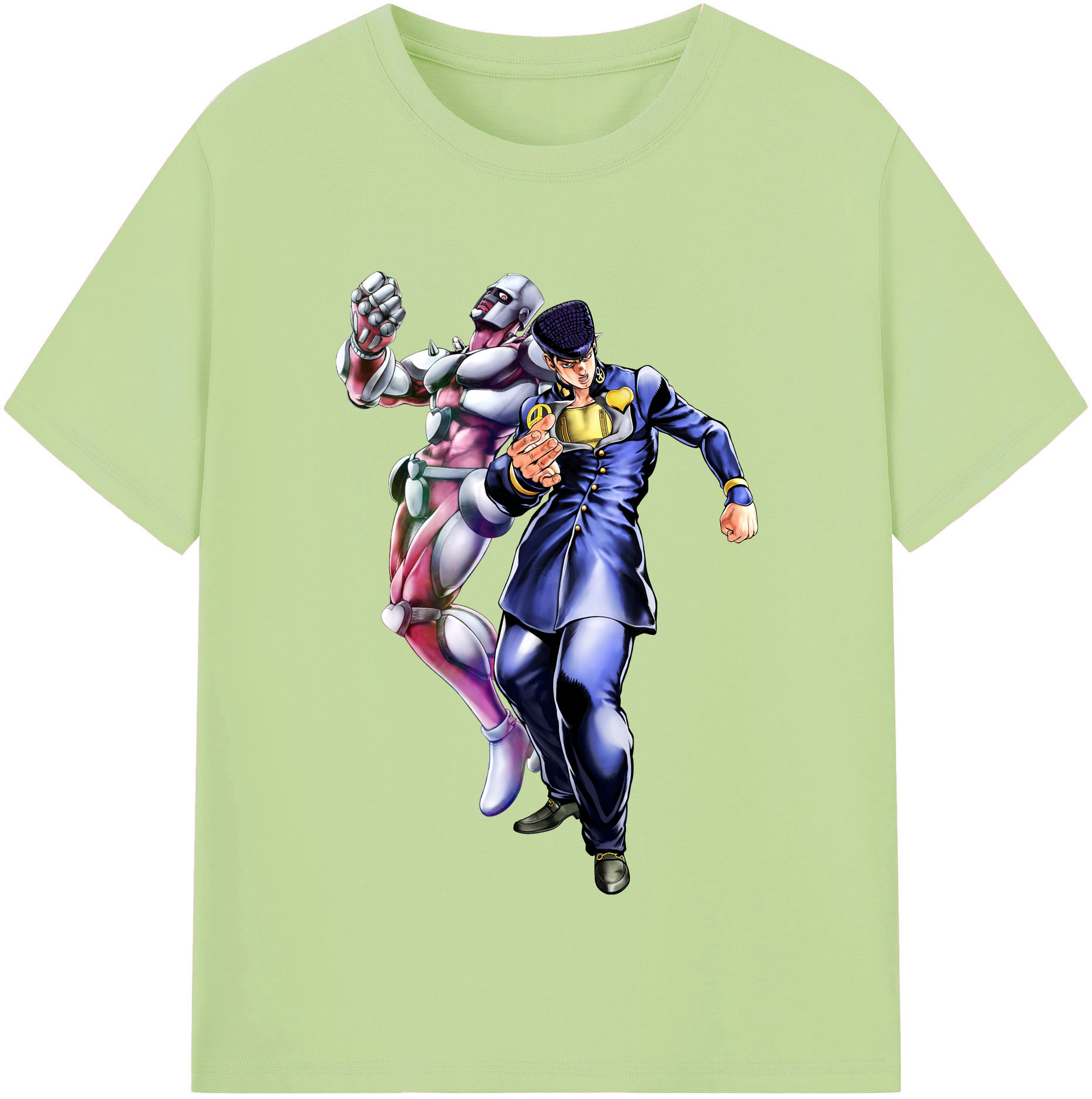 （画像用） ジョジョの奇妙な冒険 ひがしかた じょうすけ JoJo's Bizarre Adventure Higashikata Josuke 綿100％半袖Tシャツ（フロントプリント）